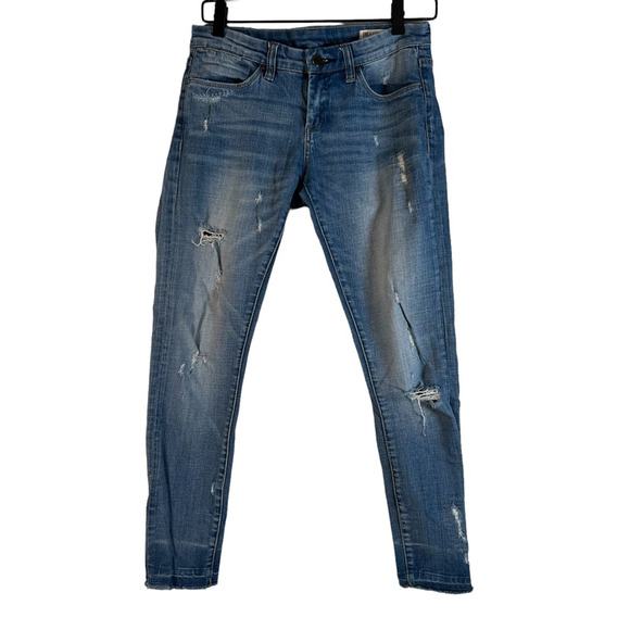 Blanknyc Womens Intro Slim Skinny Jeans Blue Stretch Distressed Medium Wash 26 - Picture 1 of 9